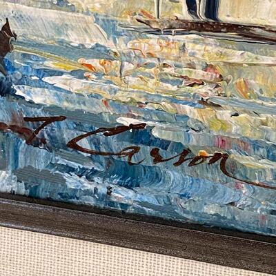 Oil on Canvas Impressionist European Street Scene Painting Signed T Carson