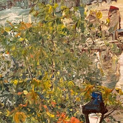 Oil on Canvas Impressionist European Street Scene Painting Signed T Carson