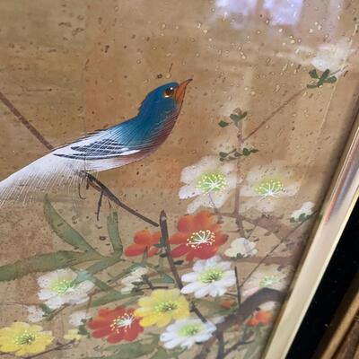 Pair of Asian Paintings of Birds and Flowers