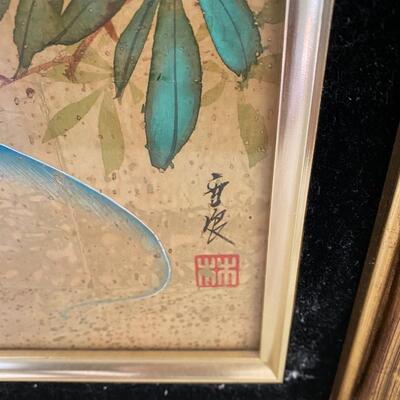 Pair of Asian Paintings of Birds and Flowers
