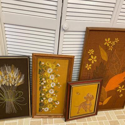 Collection of Vintage the Framed Embroidered Murray