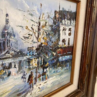 French Impressionist Street Scene Oil on Board Painting Signed R Darcy