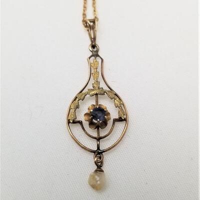 Lot #122  Lovely Antique Lavaliere Necklace - Art Nouveau, ca 1910
