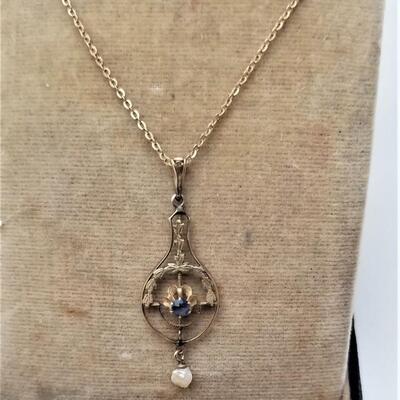 Lot #122  Lovely Antique Lavaliere Necklace - Art Nouveau, ca 1910