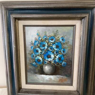 Two paintings of Blue Flowers