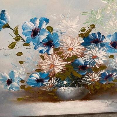 Two paintings of Blue Flowers