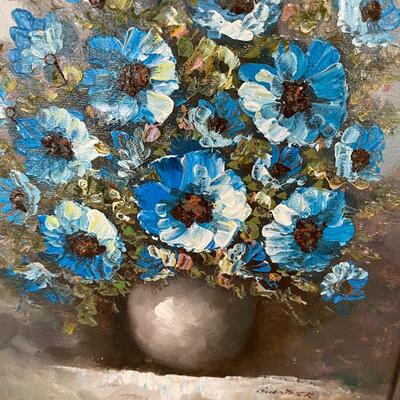 Two paintings of Blue Flowers