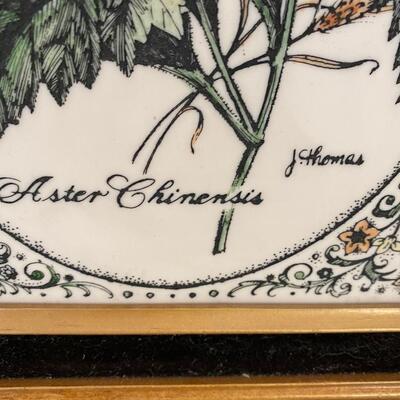 Two flower Paintings on Porcelain Plaques