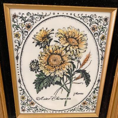 Two flower Paintings on Porcelain Plaques