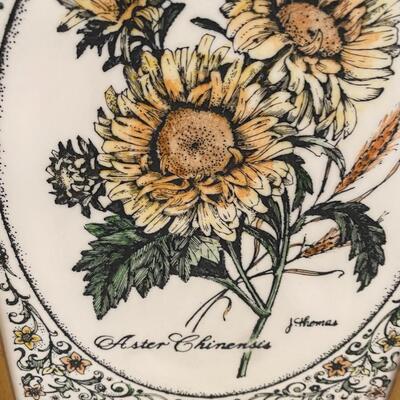 Two flower Paintings on Porcelain Plaques