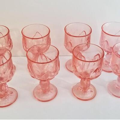 Lot #126  Set of 8 Pink Glass Goblets