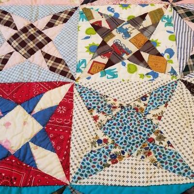 Lot #129  Vintage Handsewn Cotton Quilt - Star Pattern