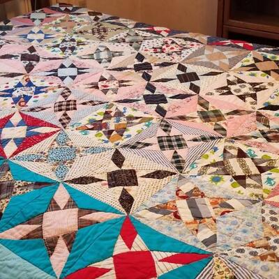 Lot #129  Vintage Handsewn Cotton Quilt - Star Pattern