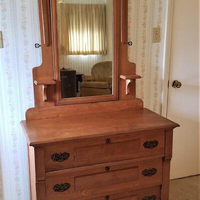 Lot #132  Antique Turn of the Century Dresser with Mirror