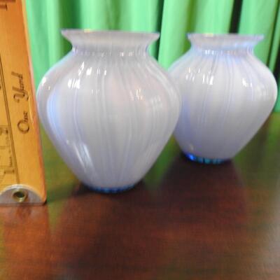 Fenton Periwinkle Blue Overlay Vases