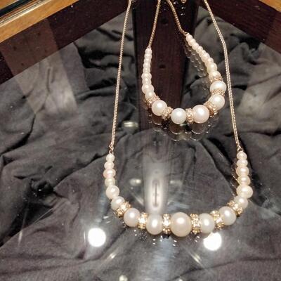 Freshwater Pearl Gold Vermeil Necklace and Bolo Bracelet Set
