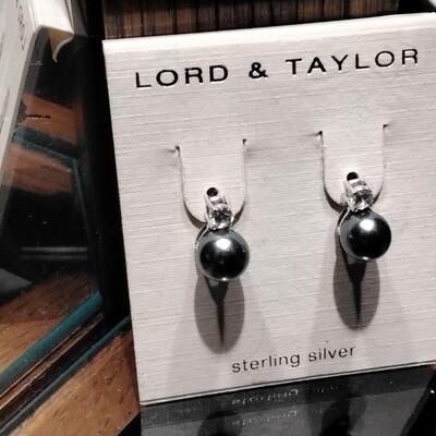 Lord & Taylor sterling silver balls with zircon accents