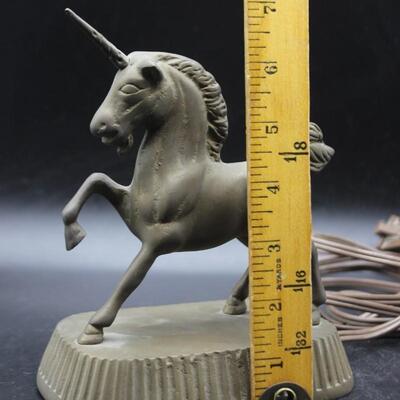 Vintage Brass Unicorn Statue Figurine Repurposed for Touch Control