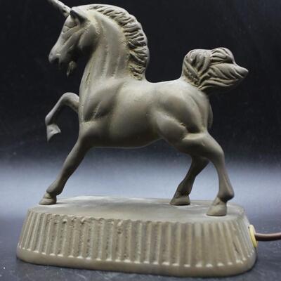 Vintage Brass Unicorn Statue Figurine Repurposed for Touch Control