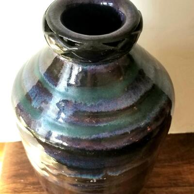 Small vintage ceramic vase. Heavy piece with intense but subtle coloration