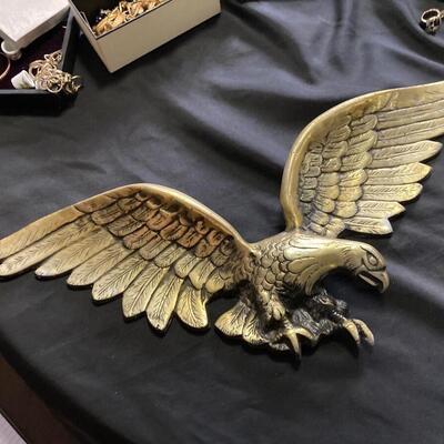 Vintage Gold Painted Metal Eagle 26”w x 10”h