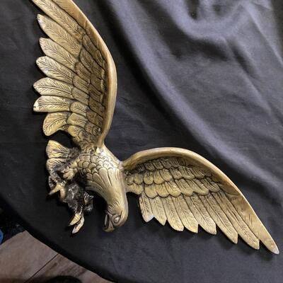 Vintage Gold Painted Metal Eagle 26”w x 10”h