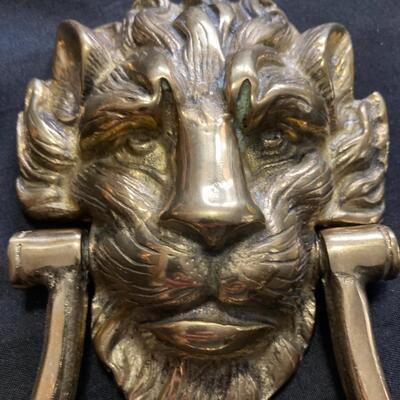 Heavy Brass Lion Head Door Knocker 9.5”h x 5”w