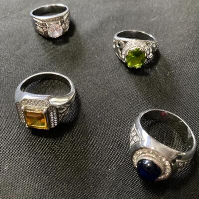 Collection of 4 Heavy Silverplate Rings