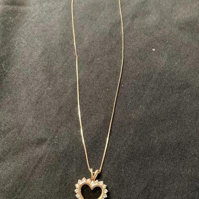 14k Gold Heart Pendant with 20 Diamonds and 16” Necklace