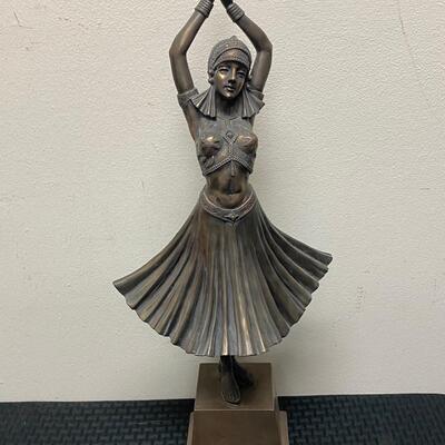 Vintage Art Deco Nouveau Bronze Belly Dancer Statue