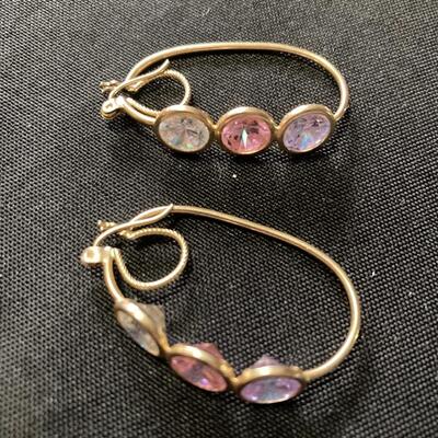 14k Gold Earrings with Colored Stones 1.5â€ x 3/4â€