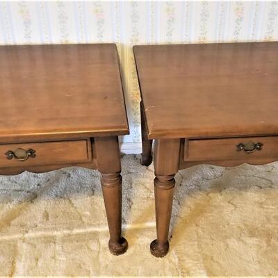 Lot #135  Vintage Pair of solid wood Lamp tables