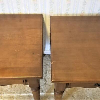 Lot #135  Vintage Pair of solid wood Lamp tables