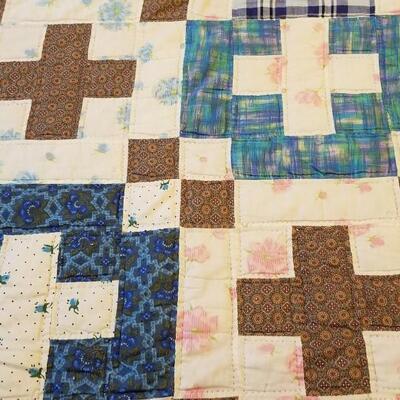 Lot #142  Vintage Handsewn Cotton Quilt - Cross Pattern