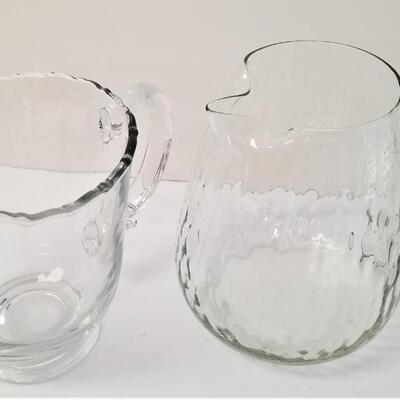 Lot #148  Lot of Three Glass/Crystal Pitchers