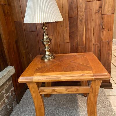 Side Table and Brass Table Lamp