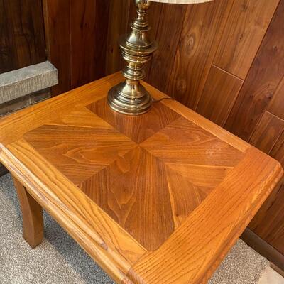 Side Table and Brass Table Lamp