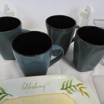 11 pc Kitchen, Coffee Maker/Dispenser, Decorative Plates, Elite Mugs