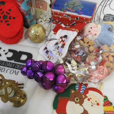 23 pc Holiday Lot: Reindeer Decor, Mini Light Sets, Ornaments, Train Engine