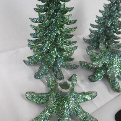 Glass Glittery Christmas Trees, Some Need Gluing