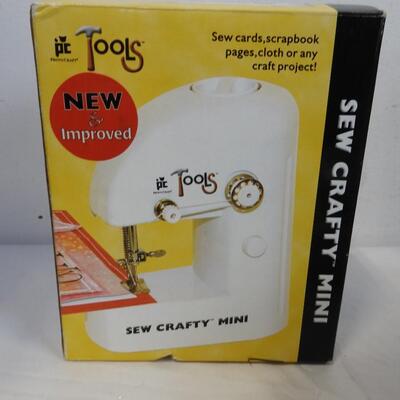 15 pc Craft Lot: Colored Craft Sticks, Tools Mini Sewing machine, Eyelet Plier