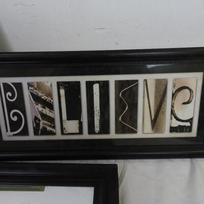 "Believe" Architecture Spelling Photo Frame, Welcome Frame, Mirror w/ Wood Edges
