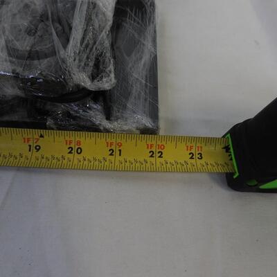 2 Black Shelves w/ Metal Brackets, 1" Thick Wood, 6 x 22 Inch, Good Condition