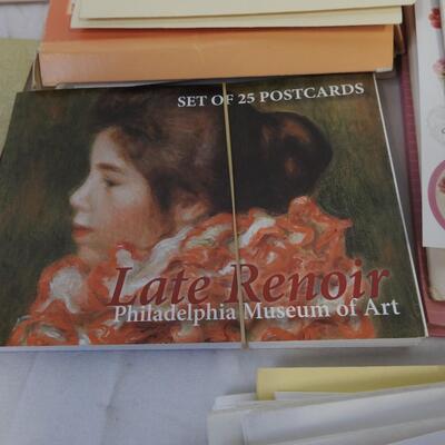 Shoebox of Letter Supplies: Assorted Cards, Envelopes, Postcards and Note Paper