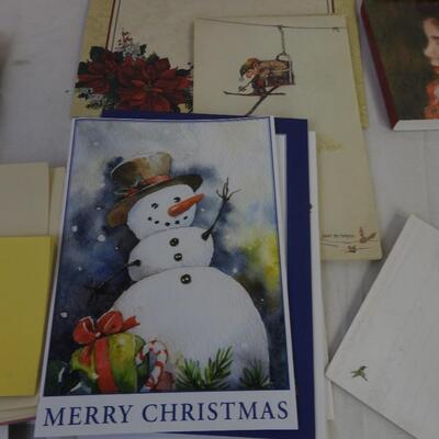 Shoebox of Letter Supplies: Assorted Cards, Envelopes, Postcards and Note Paper