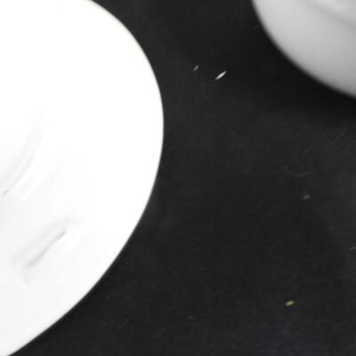 2 Pepper Grinder Shakers, 1 Salt Shaker, Easter Egg Plate, Plates and 3 Bowls