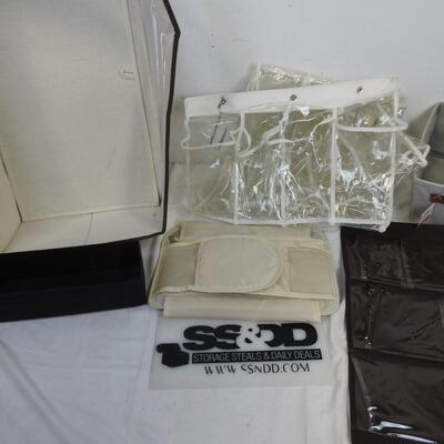 6 pc Organizing Lot: Fabric Organizers, Shoe Holder