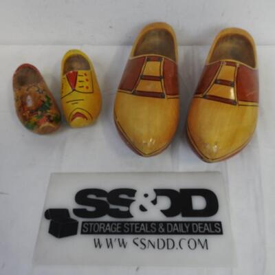 2 Pairs of Wooden Shoes, Painted