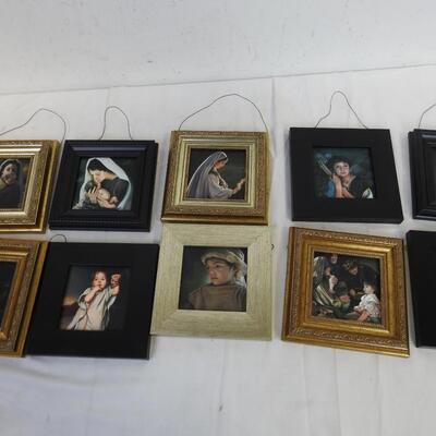 10 Small Frames, Art Prints of Christ and Christmas, 10 Days of Christmas