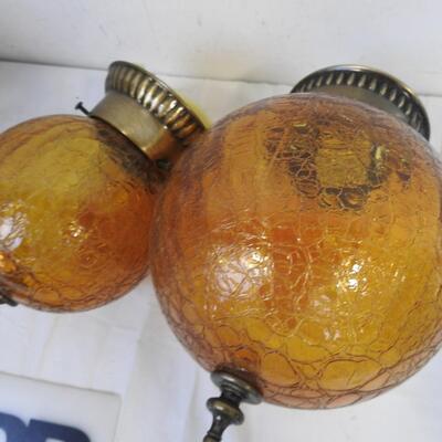 3 Light Fixtures, Yellow Glass, Untested
